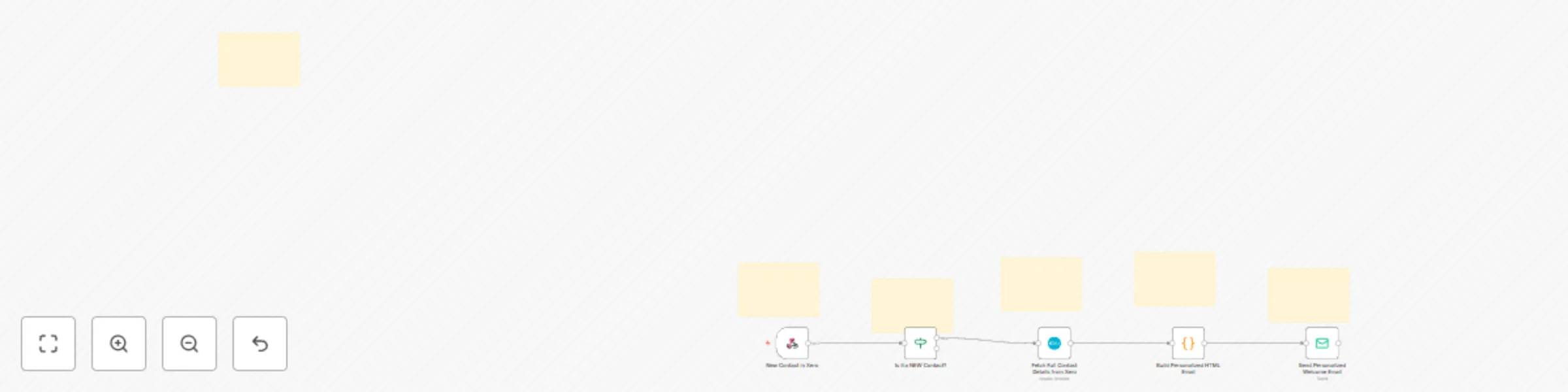 Workflow preview: Send personalized HTML welcome emails to new Xero contacts via SMTP