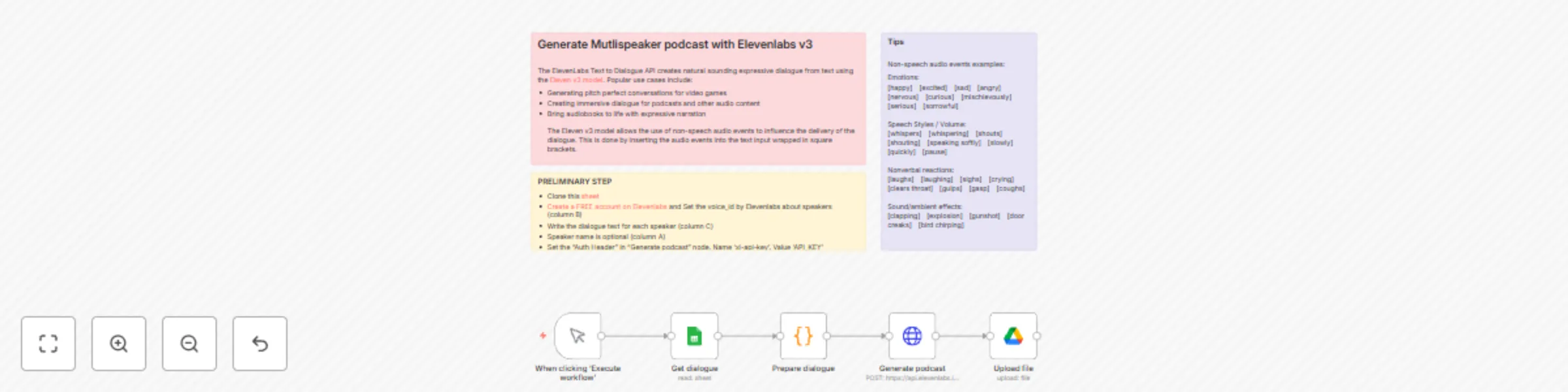 Create multi-speaker podcasts with Google Sheets, ElevenLabs v3, and Drive preview
