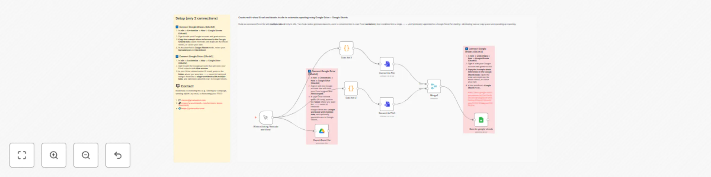 Workflow preview: Create multi-sheet Excel workbooks by merging datasets with Google Drive & Sheets