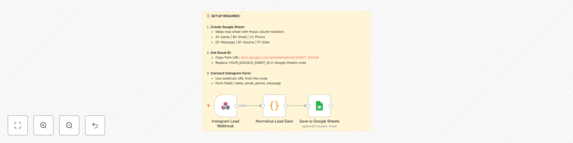 Workflow preview: Auto-save Instagram leads to Google Sheets