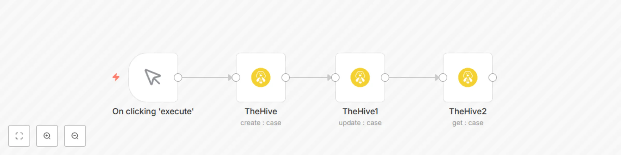 Workflow preview: Create, update and get a case in TheHive