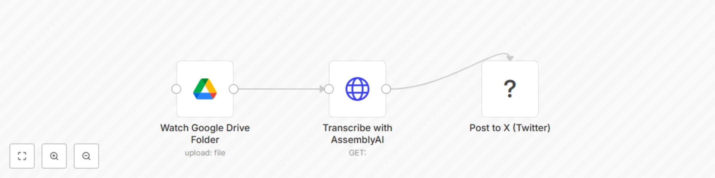 Workflow preview: 🎙️ Convert voice notes to X posts with Google Drive and AssemblyAI