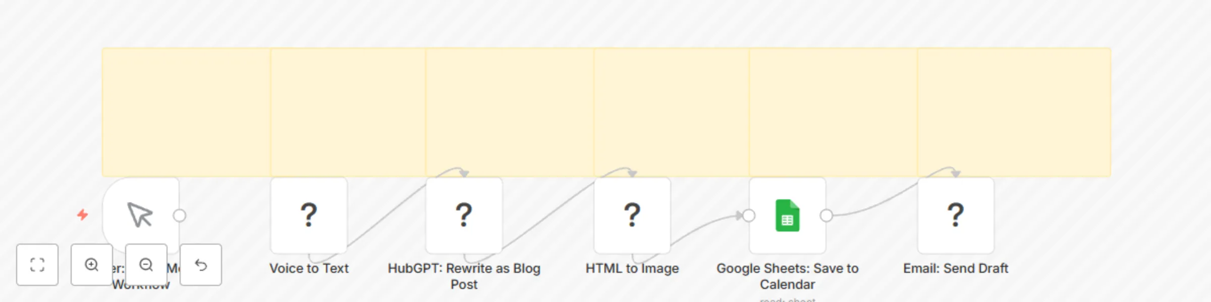 Workflow preview: Convert voice memos to blog posts with Deepgram, GPT-3.5 & Google Sheets dashboard