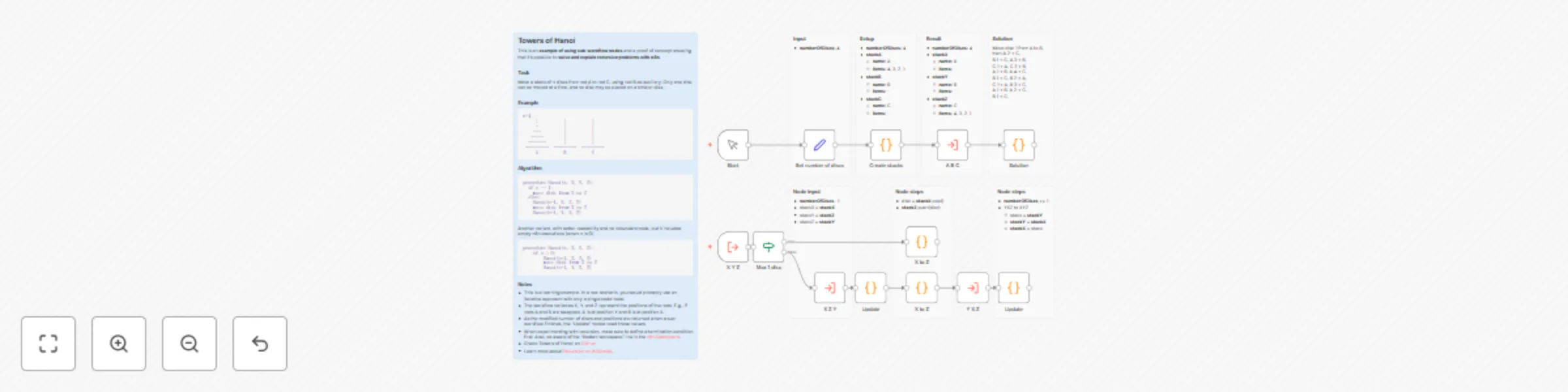Workflow preview: Implement recursive algorithms with sub-workflows: Towers of Hanoi demo