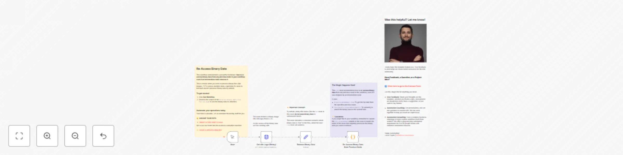 Workflow preview: 🛠️ Re-Access Binary Data from Any Previous Node