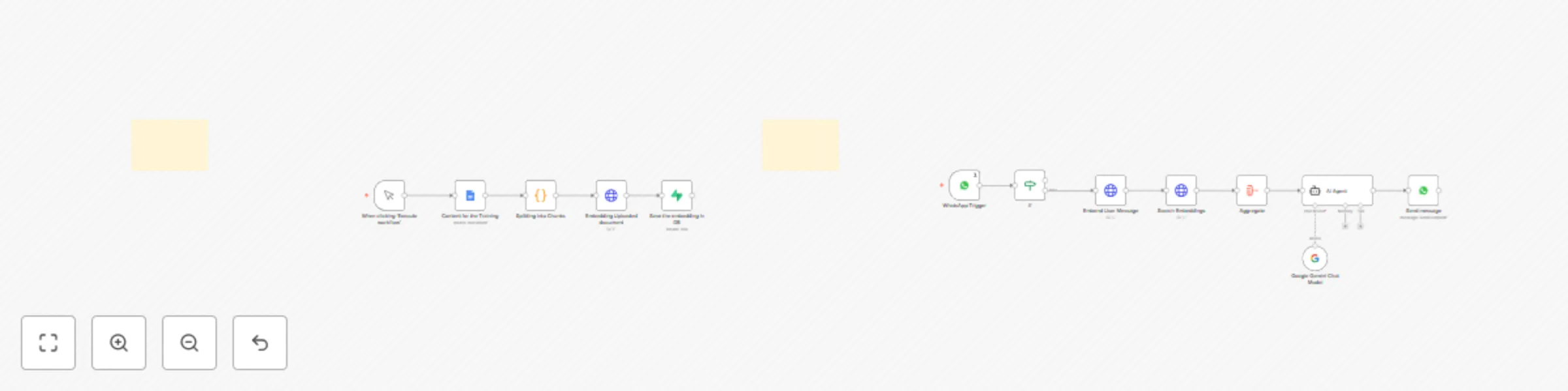 Workflow preview: Build a knowledge-based WhatsApp assistant with RAG, Gemini, Supabase & Google Docs