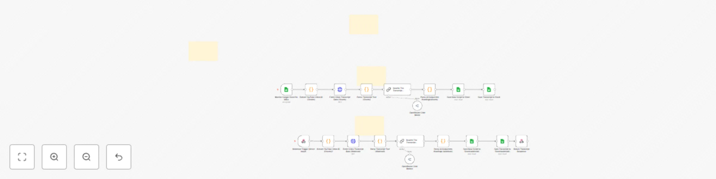 Workflow preview: Transform YouTube transcripts to content assets with AI and Google Sheets