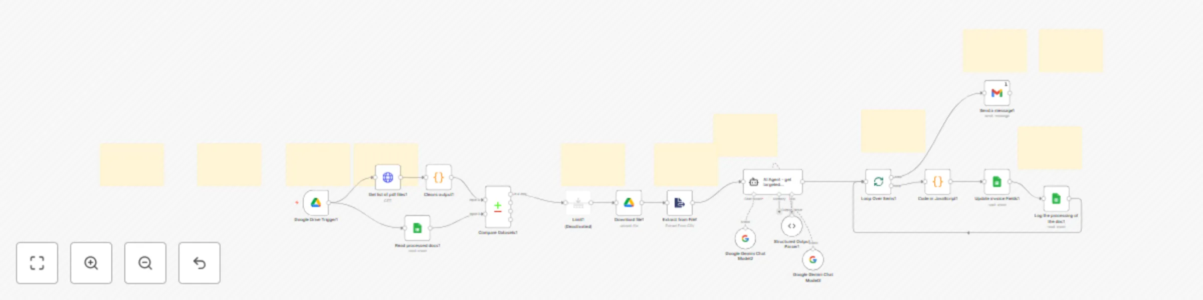 Workflow preview: Extract invoice data from PDFs with Gemini AI to Google Sheets 📄